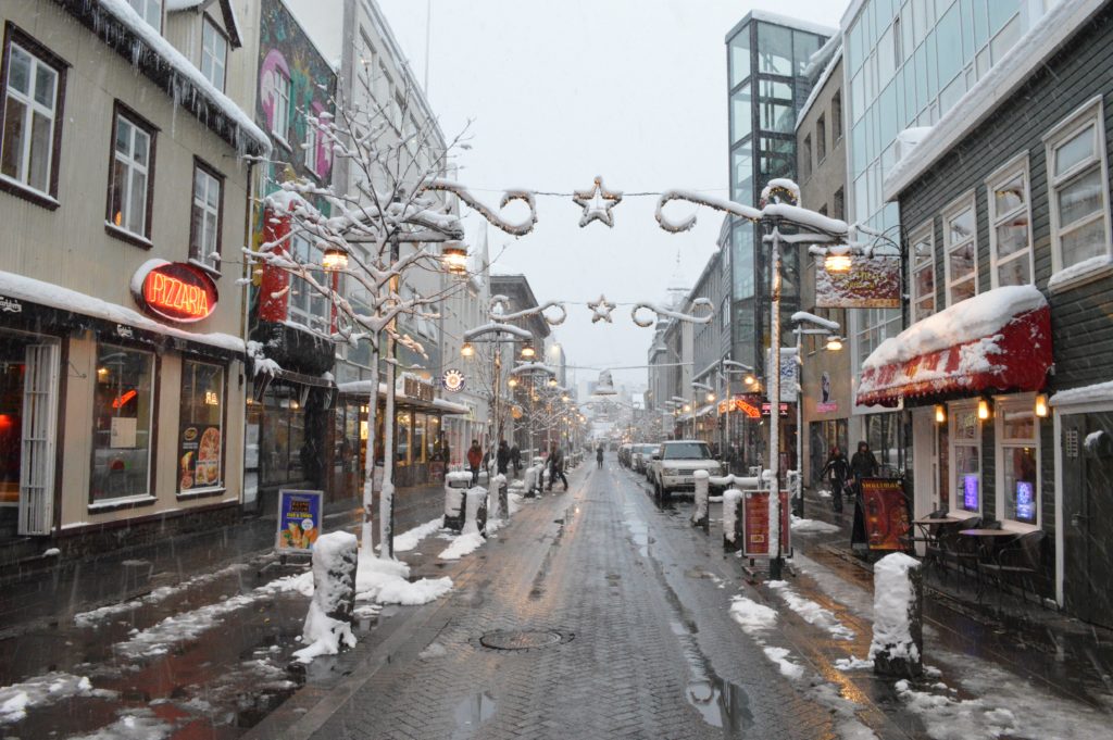 Reykjavik snow december christmas